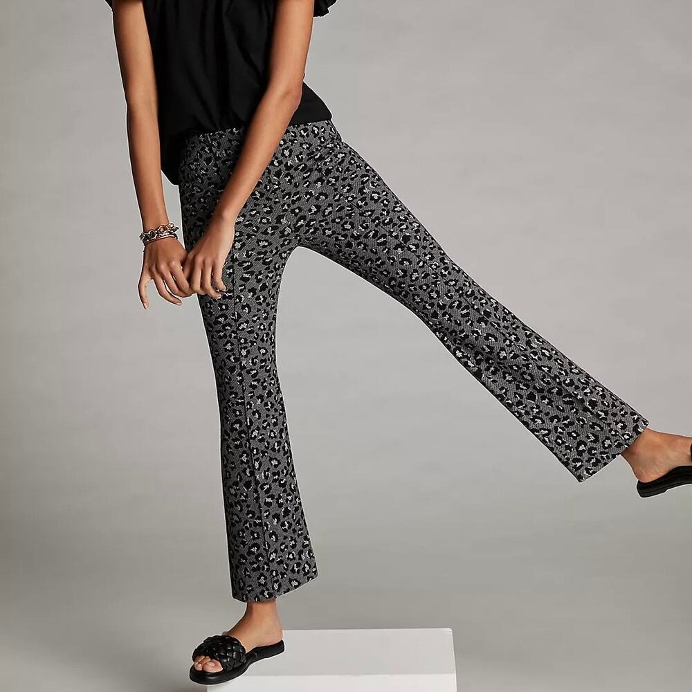 Anthropologie Maeve Mollie Flare Pants Leopard Gray Size Small